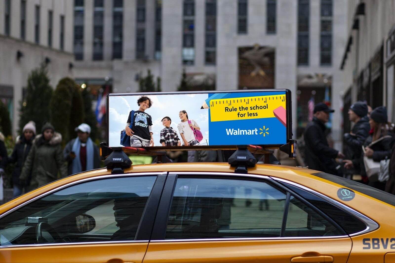 Back-to-school campaign taxi ad