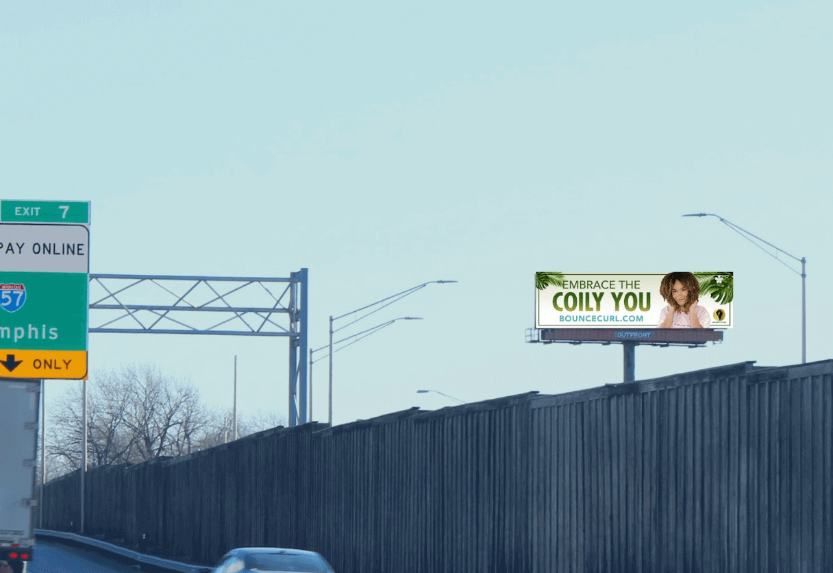 Bounce Curl Billboard creative for coily hair