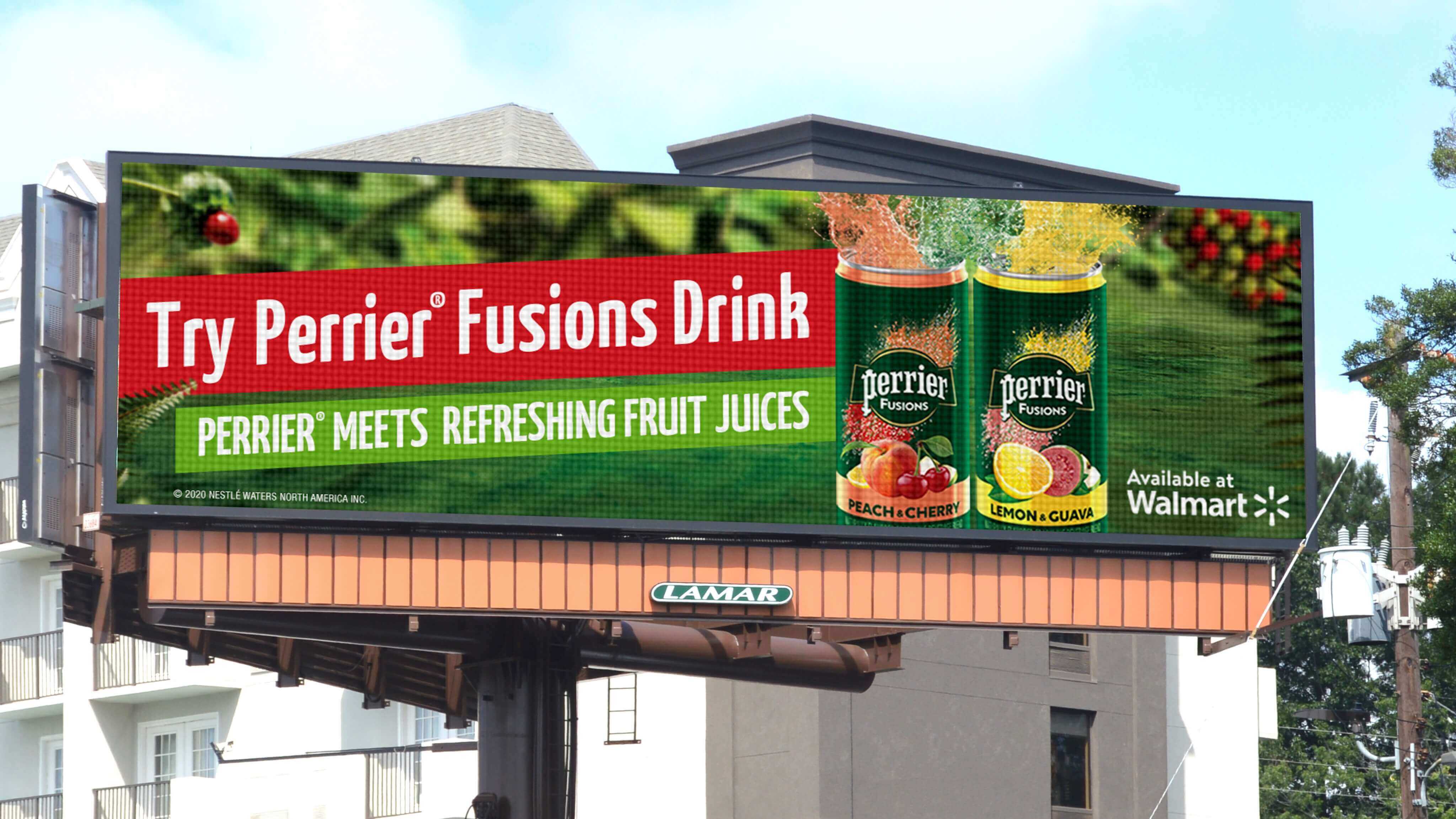 Lamar billboard with Nestlé Perrier Fusions advertisement
