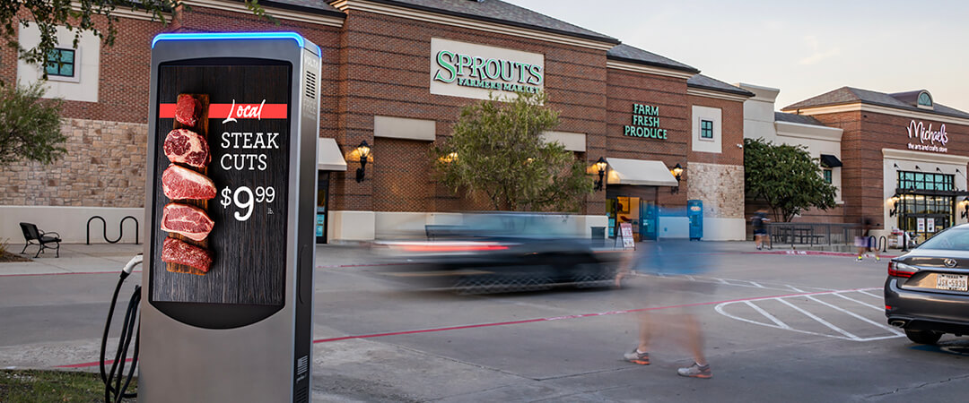 Volta Charging station with programmatic DOOH ad