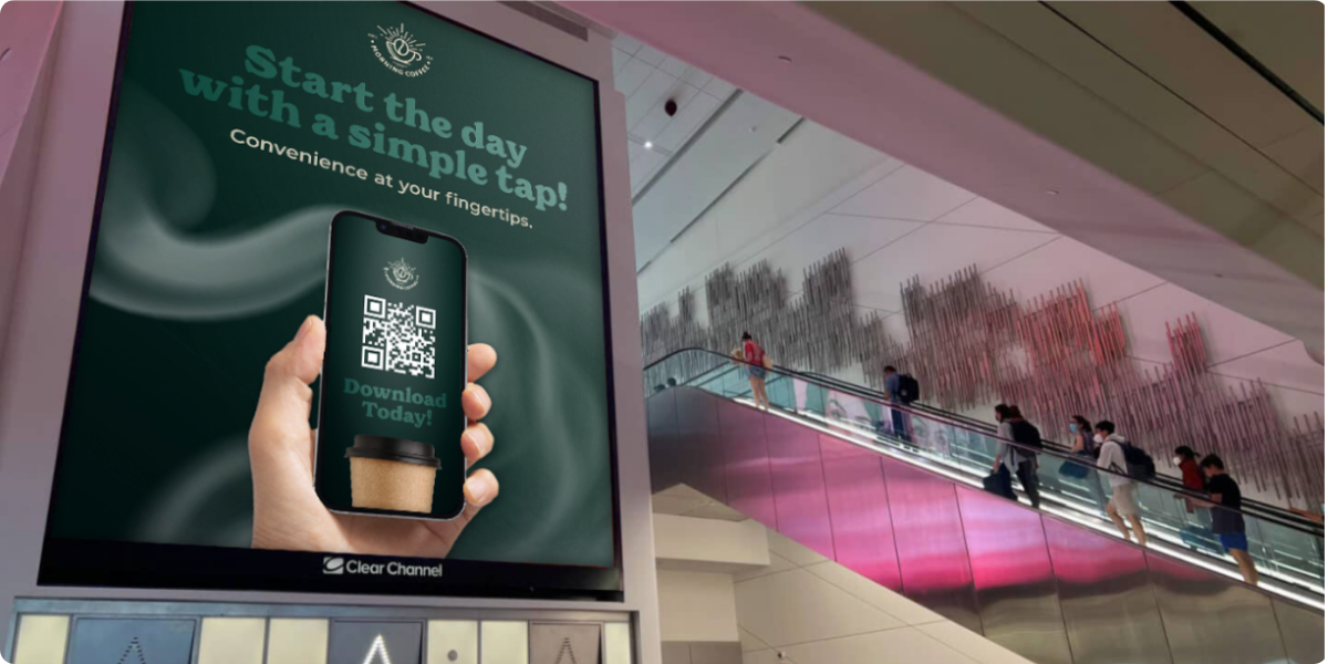 DOOH place-based advertisement in an airport