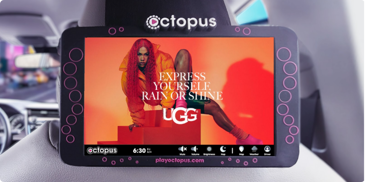DOOH place-based advertisement on an octopus screen