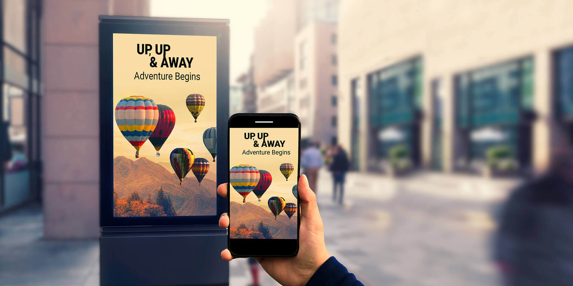 Advertisements tying from a DOOH screen to a mobile screen