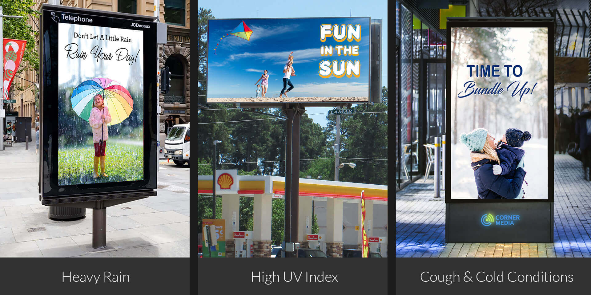 Different ways to use weather triggering with DOOH