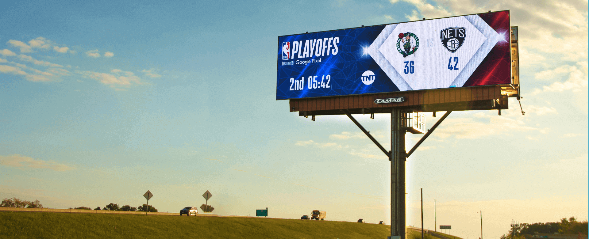 DOOH large format billboard with an NBA advertisement