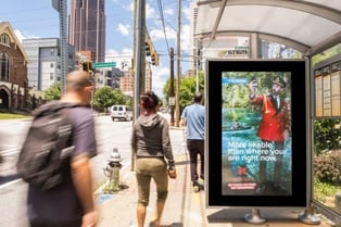 Outfront display in a bus shelter