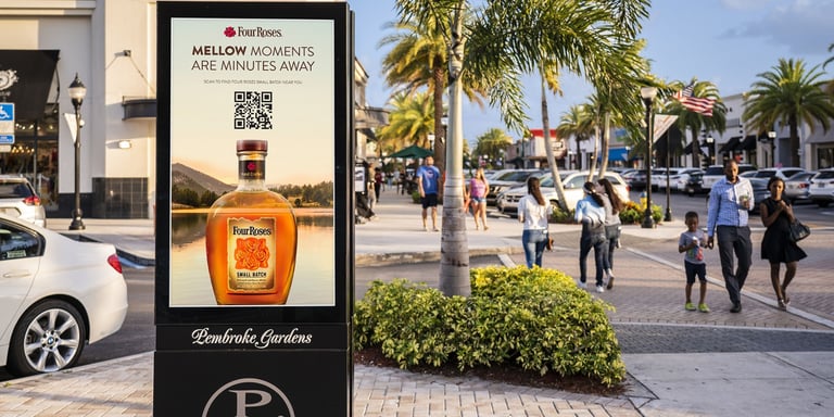 A Four Roses DOOH ad with a QR code