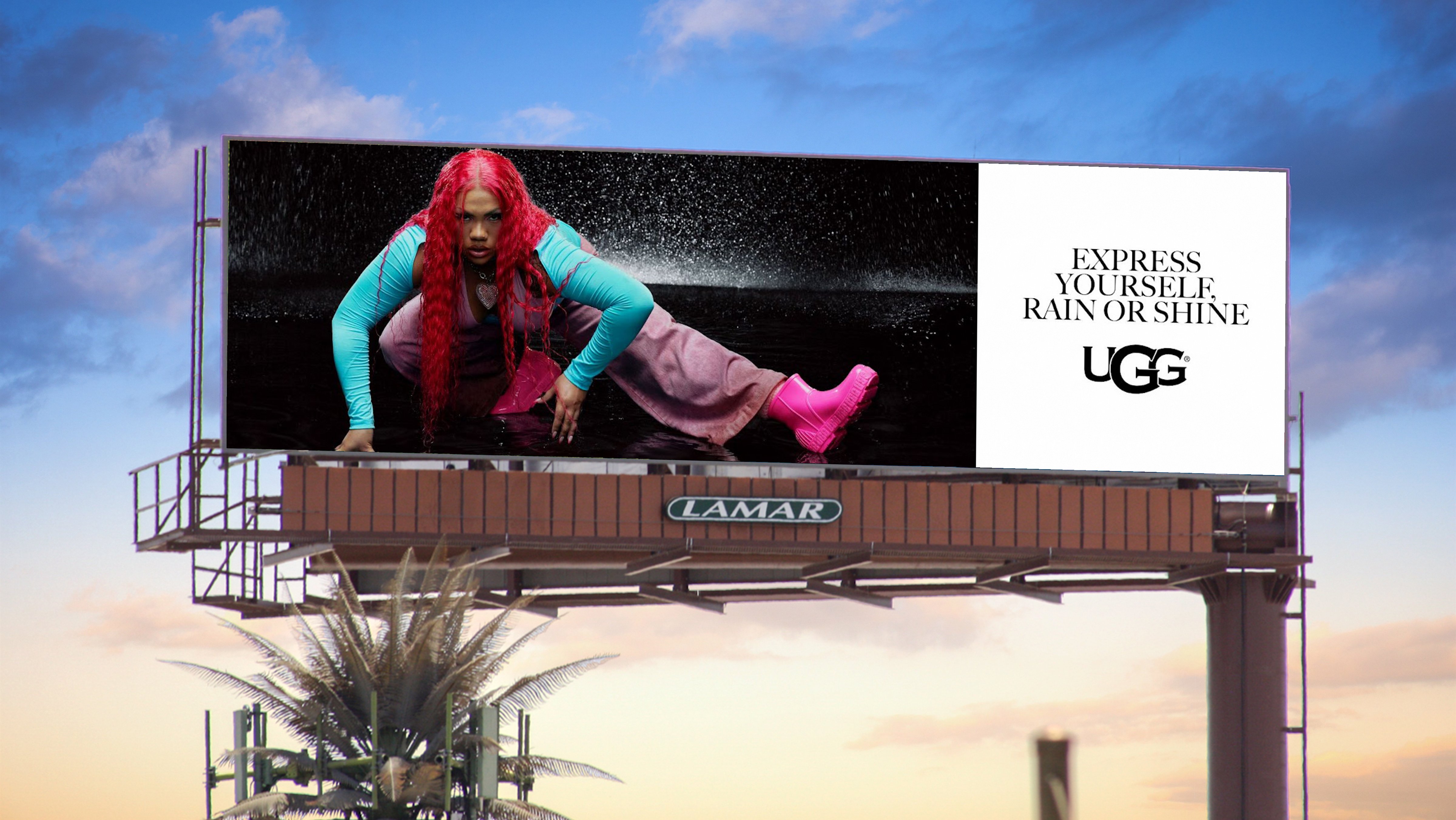 UGG programmatic DOOH advertisement on a highway billboard