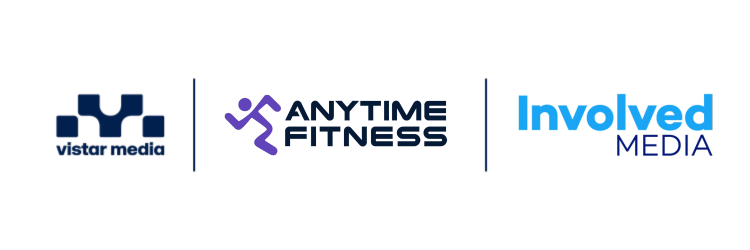 Vistar + Anytime Fitness + Involved Media logos