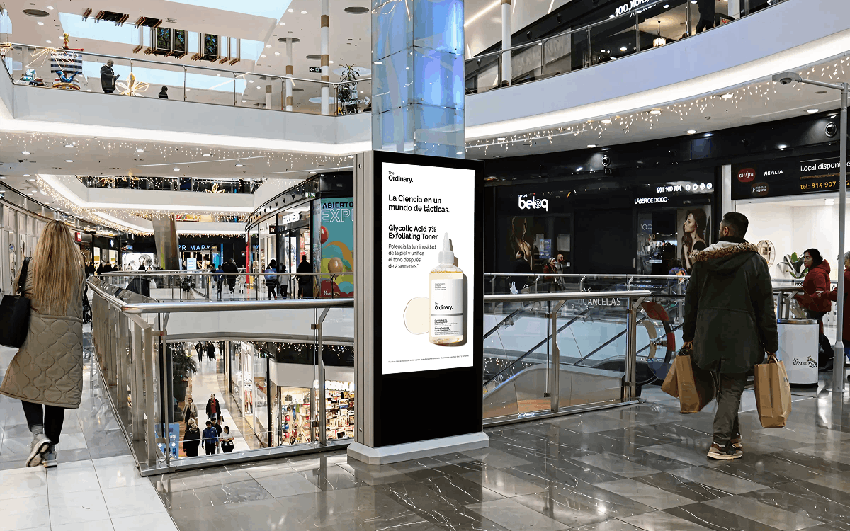 the ordinary venue mock up spain dooh screen vistar media