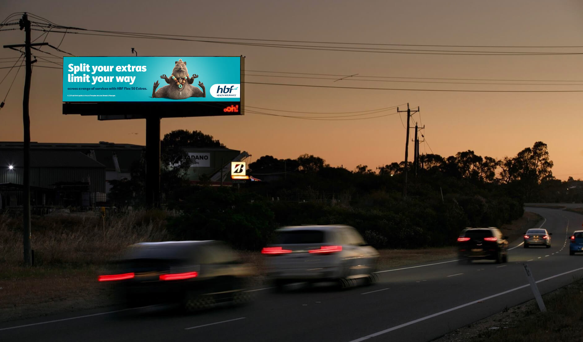 Digital billboard showcasing HBF Health Insurance Australia advertisement 