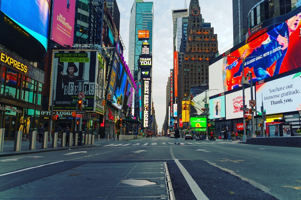 View of times square in the morning
