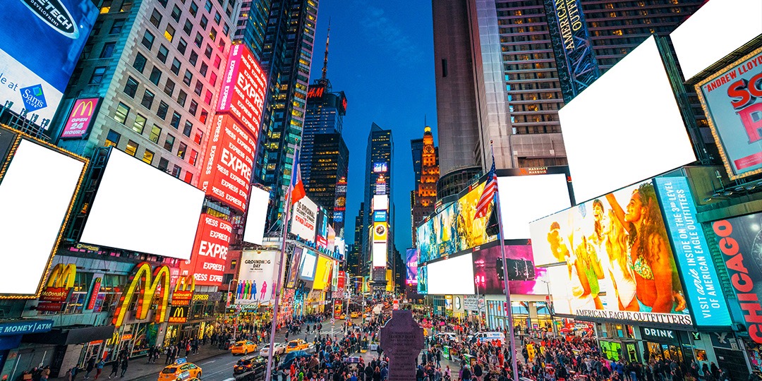 DOOH screens in Times Square