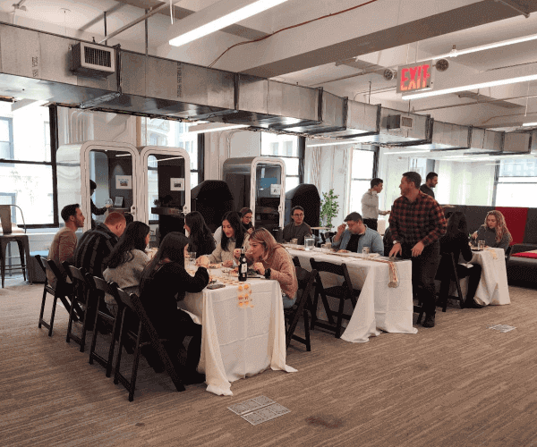 Vistar Employees eating Thanksgiving lunch in the office-1