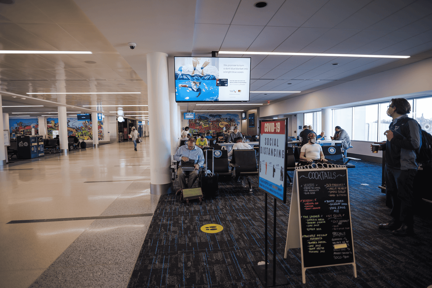 airport concourses gates digital screens
