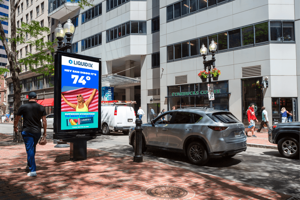 dooh dynamic creative audience engagement campaign liquid weather local temperature
