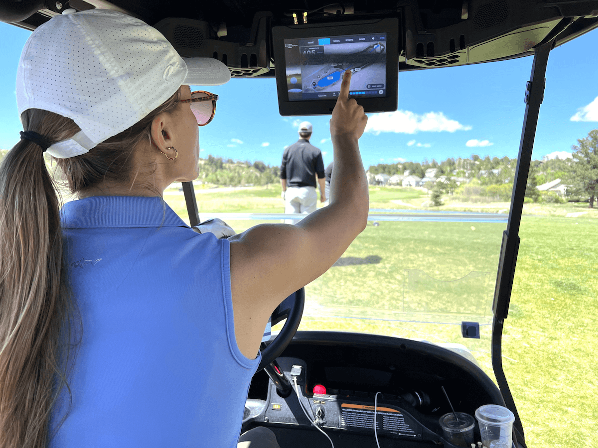 femal golfer sports entertainment digital screens